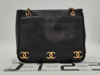 CHANEL Triple Coco Tote Bag Caviar Skin Tote Bag