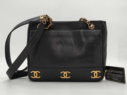 CHANEL Triple Coco Tote Bag Caviar Skin Tote Bag