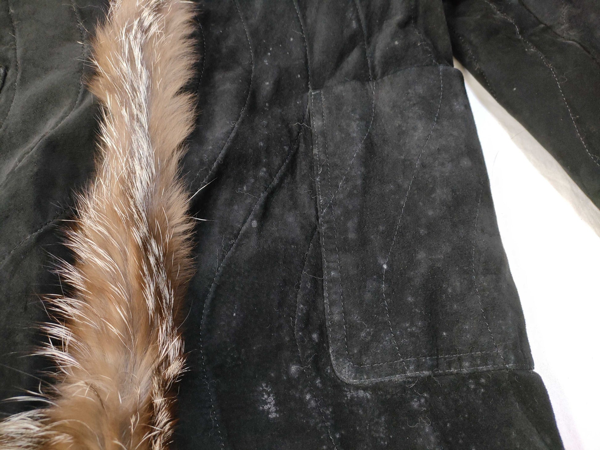 Silver fox reversible leather and fur coat