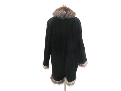 Silver fox reversible leather and fur coat