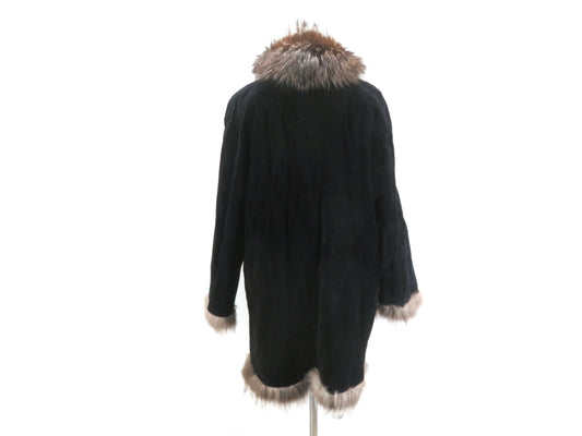 Silver fox reversible leather and fur coat