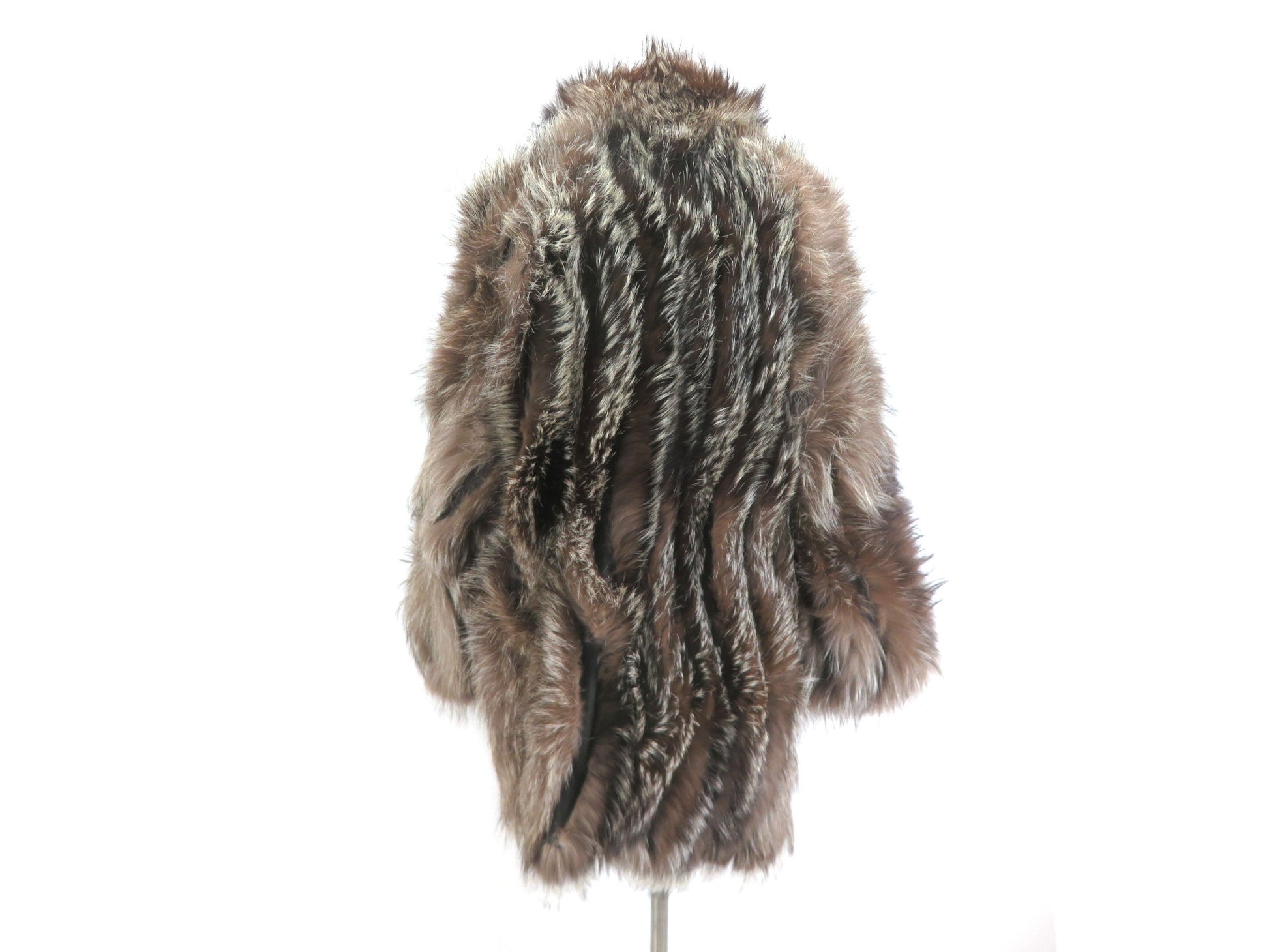 Silver fox reversible leather and fur coat