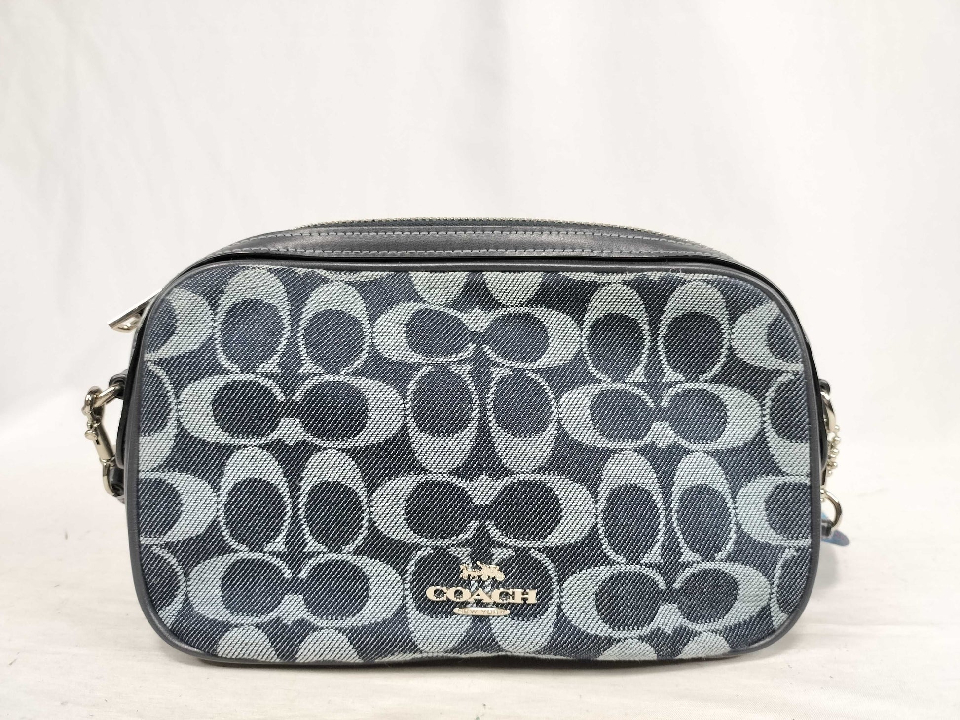COACH Signature Denim Shoulder Bag with Rainbow Strap