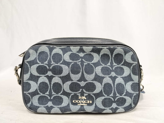 COACH Signature Denim Shoulder Bag with Rainbow Strap