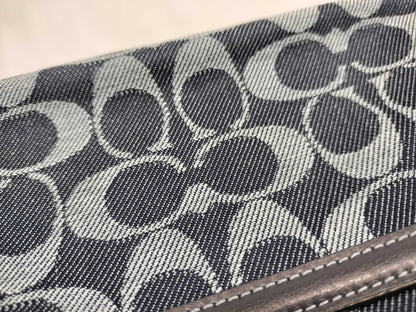 COACH Signature Denim Shoulder Bag with Rainbow Strap