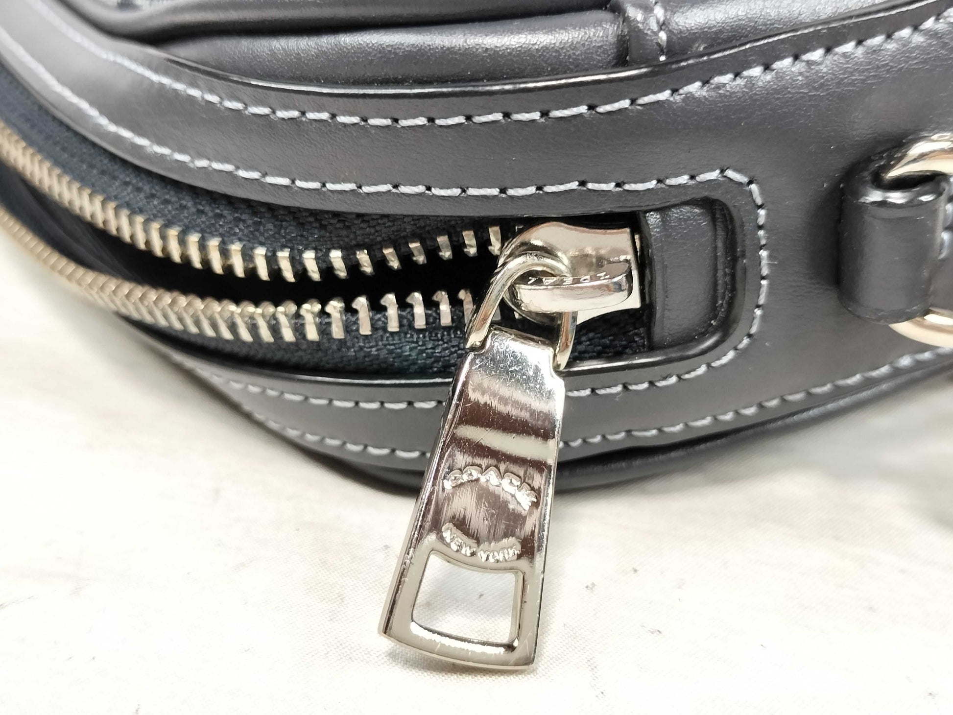 COACH Signature Denim Shoulder Bag with Rainbow Strap