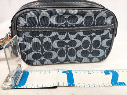 COACH Signature Denim Shoulder Bag with Rainbow Strap