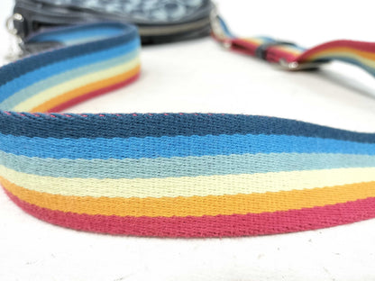 COACH Signature Denim Shoulder Bag with Rainbow Strap