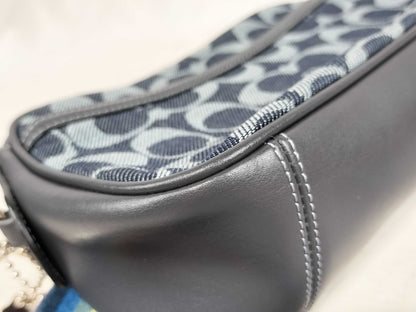 COACH Signature Denim Shoulder Bag with Rainbow Strap