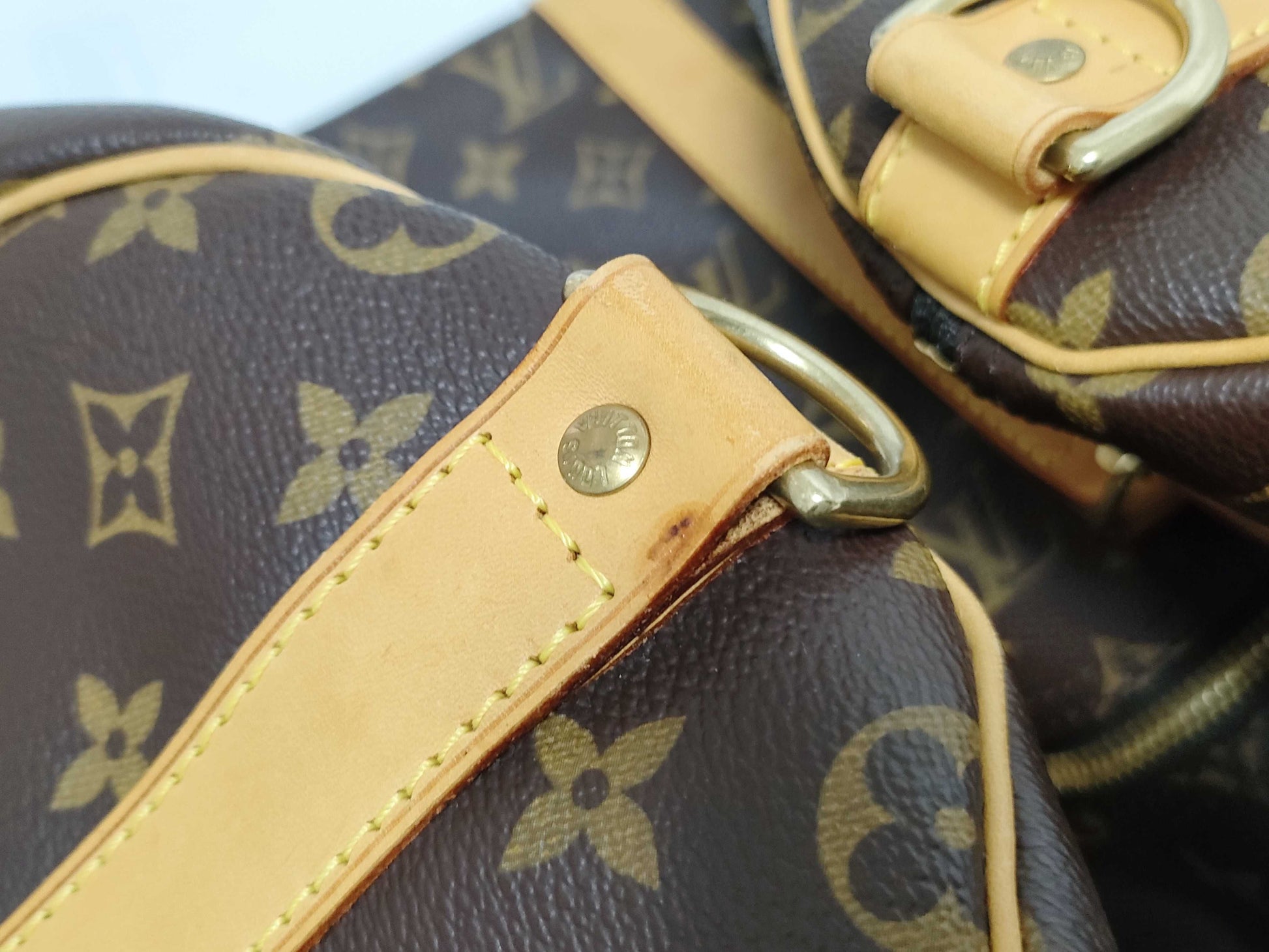 LOUIS VUITTON RFID Unverifiable Monogram Louis Vuitton Monogram Keepall Van 50 Doriere Initial Boston Bag Boston Bag
