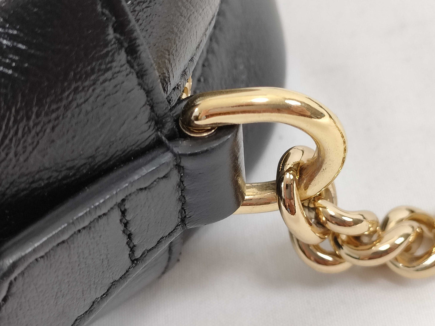 GUCCI GG Canvas GUCCI GG Canvas GG Marmont Canvas and Leather Chain Shoulder Bag with Initials Shoulder Bag
