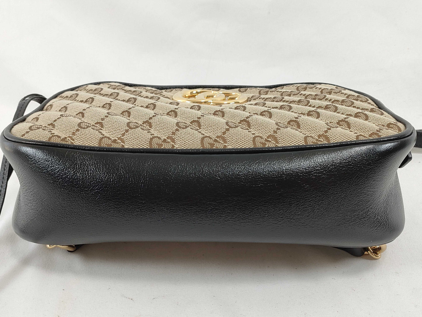 GUCCI GG Canvas GUCCI GG Canvas GG Marmont Canvas and Leather Chain Shoulder Bag with Initials Shoulder Bag