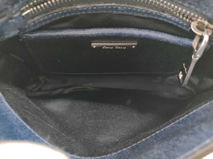 miu miu MIU MIU navy leather shoulder bag