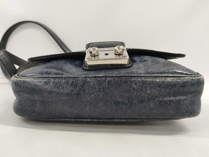 miu miu MIU MIU navy leather shoulder bag