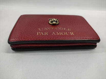 GUCCI Animalier Tiger Bifold Wallet Red