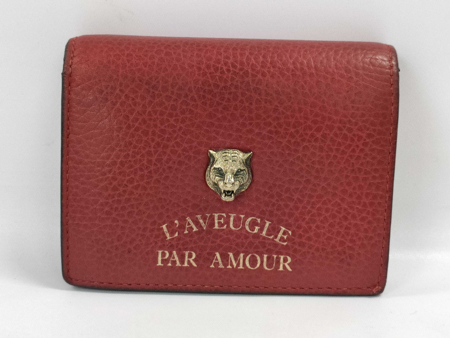 GUCCI Animalier Tiger Bifold Wallet Red