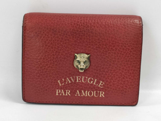 GUCCI Animalier Tiger Bifold Wallet Red