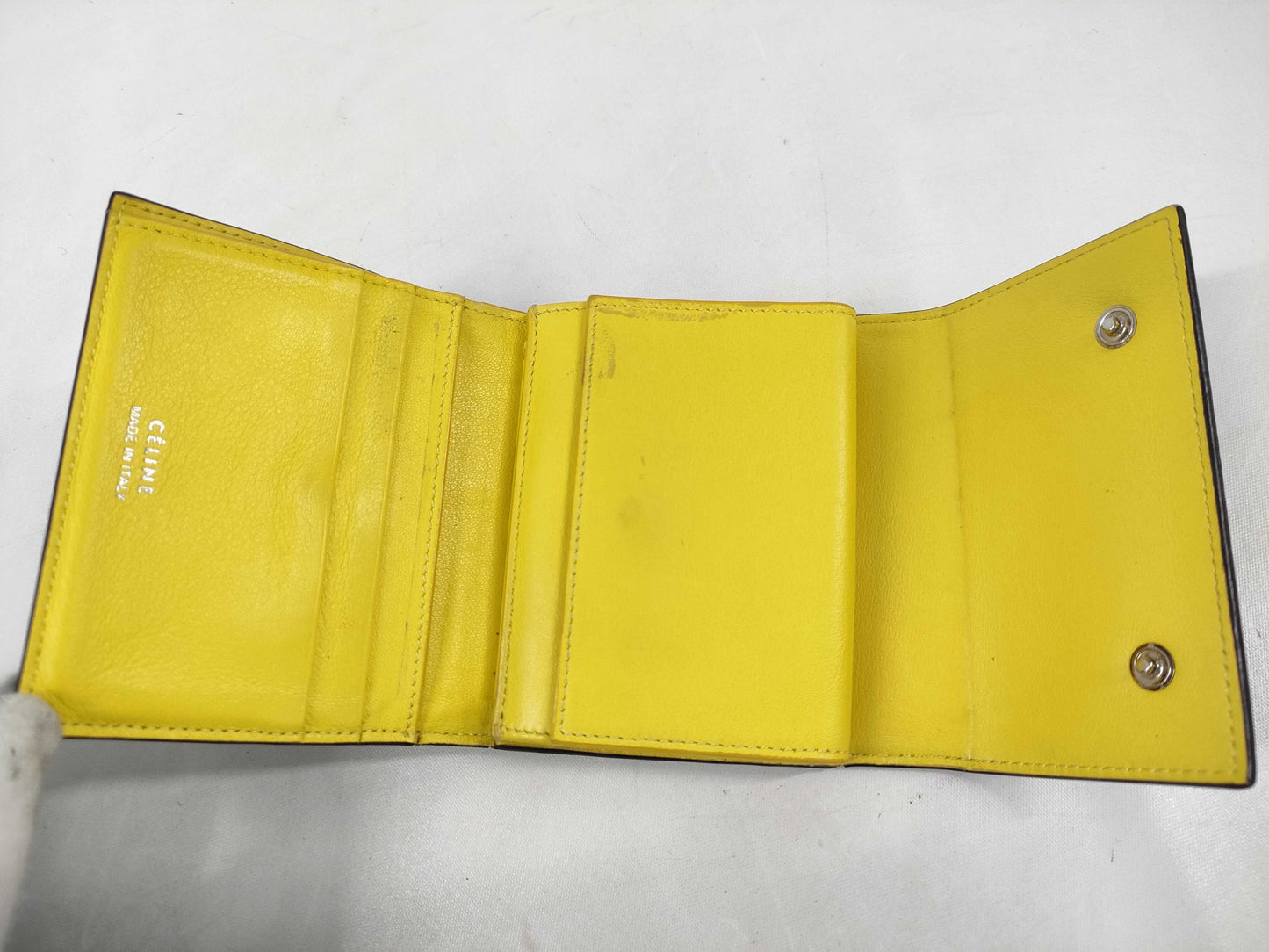 CELINE Tri-fold Wallet Greige Yellow Wallet