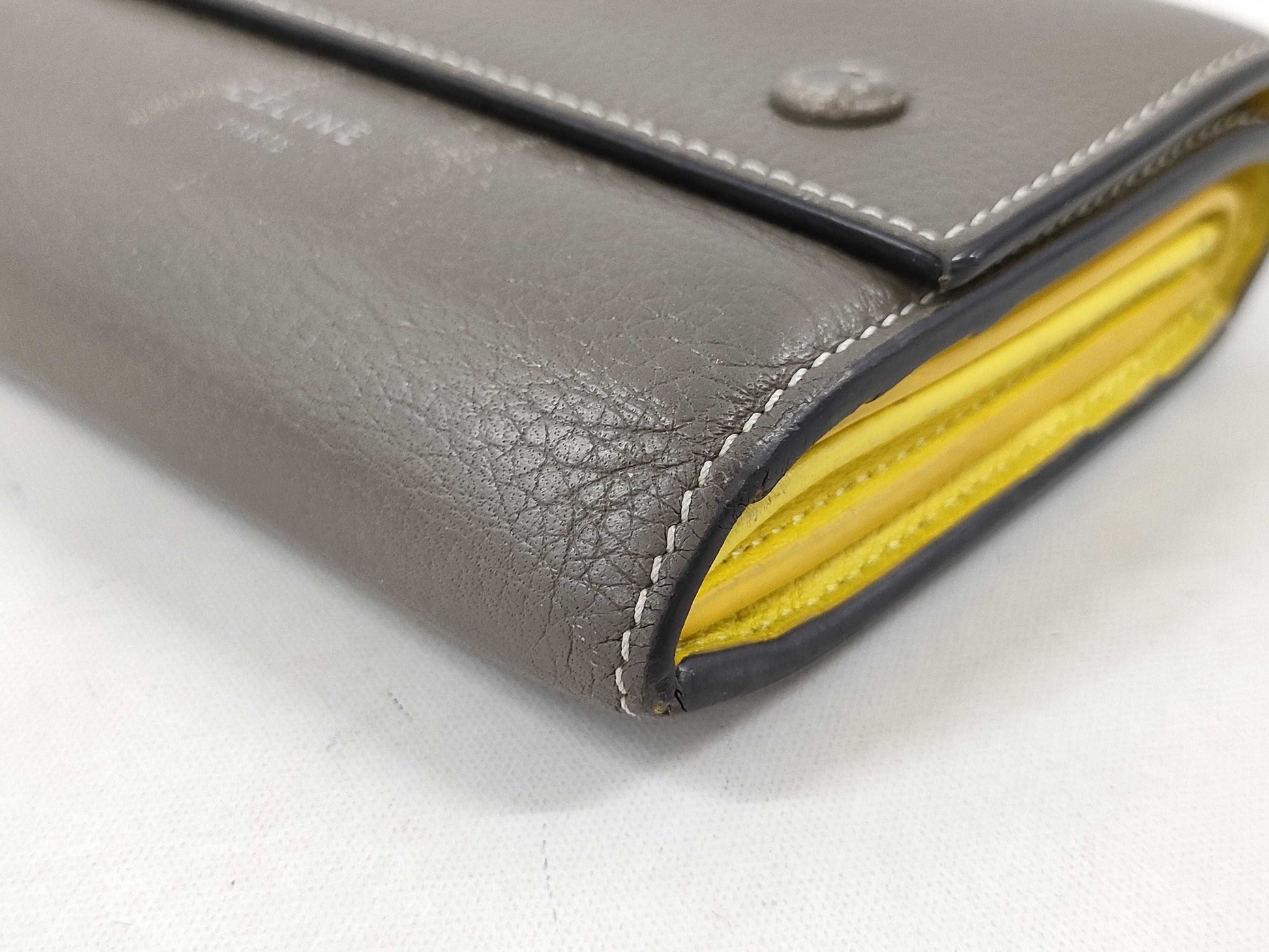 CELINE Tri-fold Wallet Greige Yellow Wallet