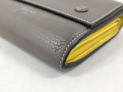 CELINE Tri-fold Wallet Greige Yellow Wallet