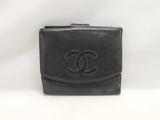 CHANEL Black Tri-fold Wallet