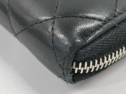 CHANEL Matelasse Round Zip Coco Long Wallet Lambskin Wallet