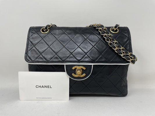 CHANEL Mini Matelasse Shoulder Bag, Lambskin, Two-Tone, with Seal