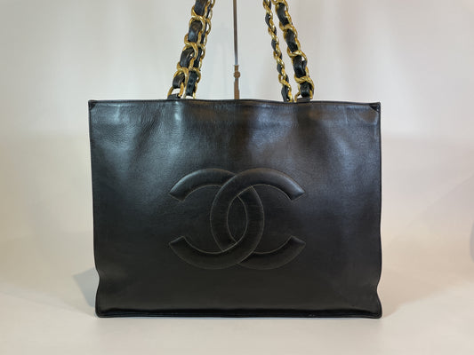 CHANEL Chain Tote Bag with Coco Mark Sticker