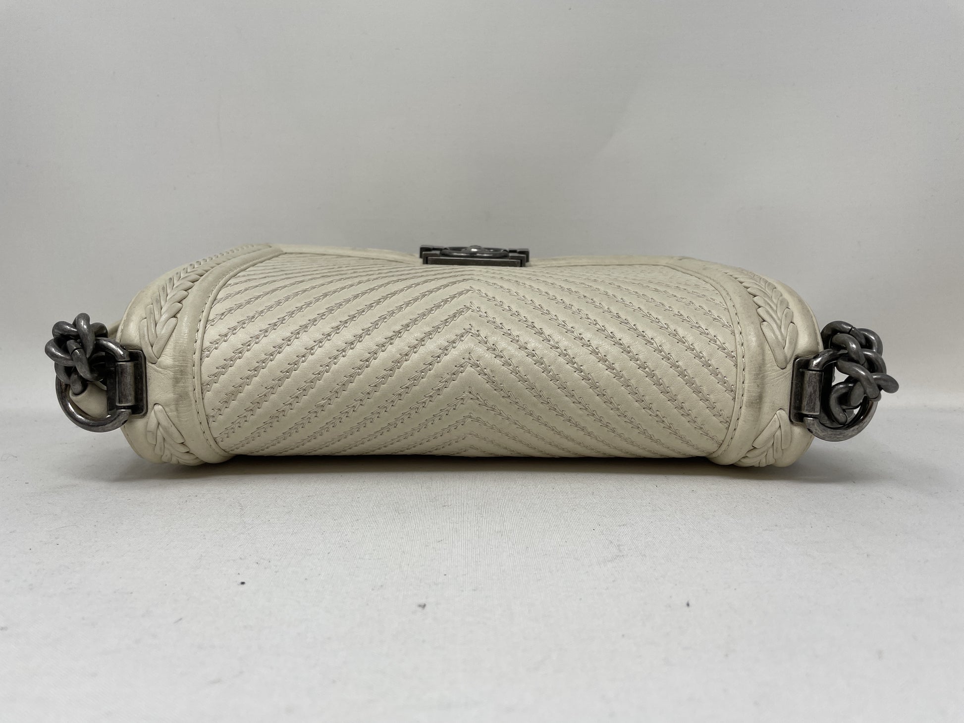 CHANEL Boy V Stitch Shoulder Bag with Seal Card