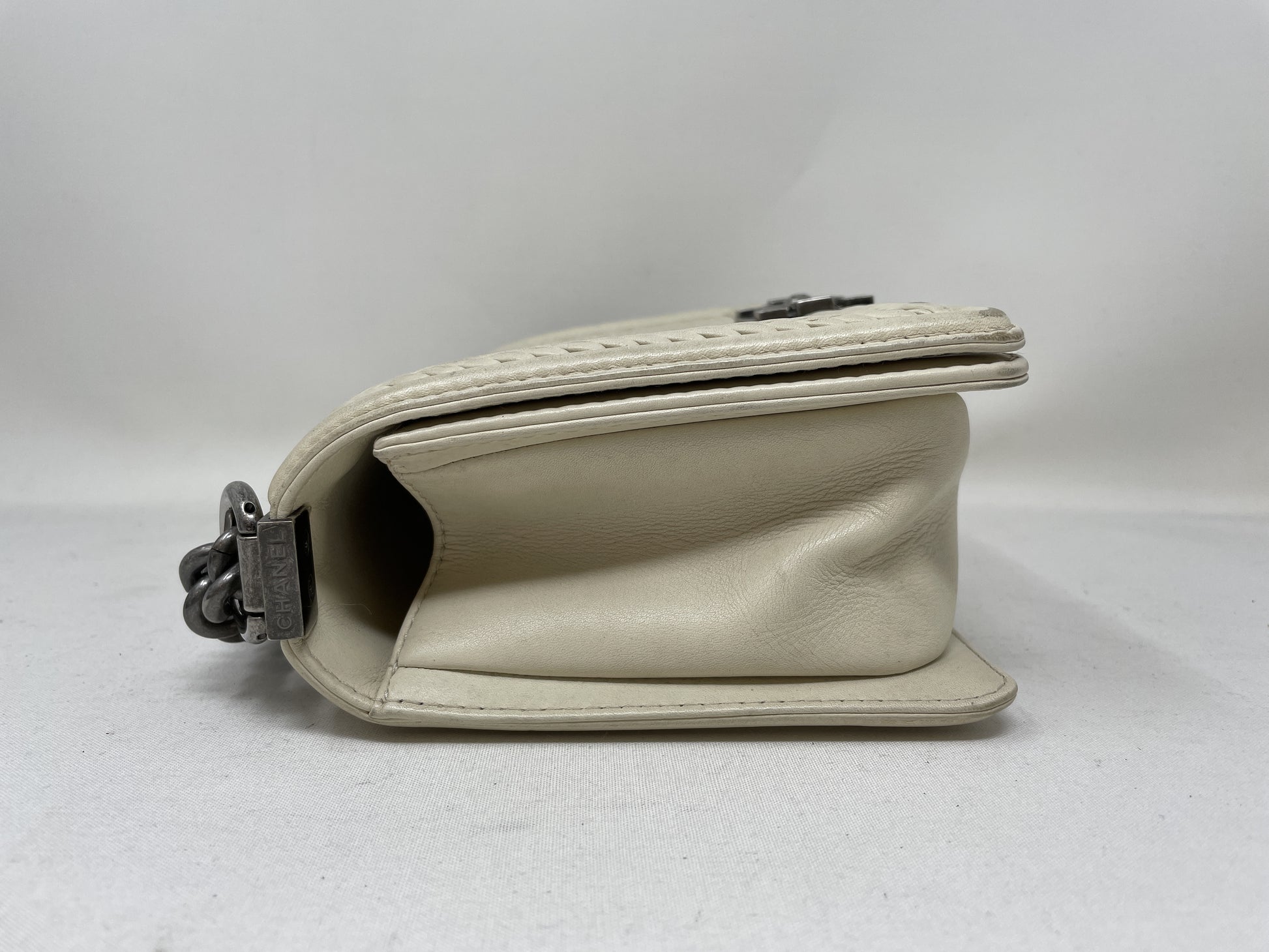 CHANEL Boy V Stitch Shoulder Bag with Seal Card