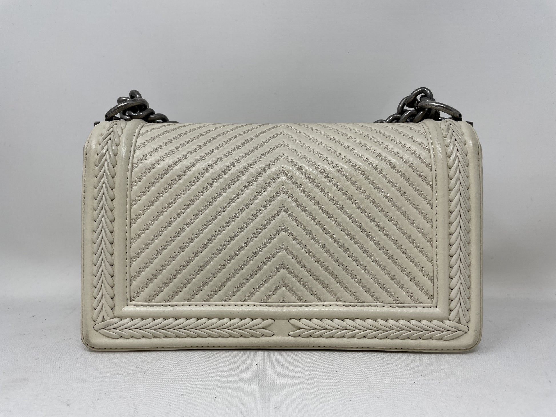 CHANEL Boy V Stitch Shoulder Bag with Seal Card