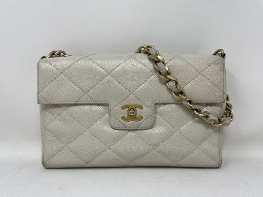 CHANEL Metallic Turn Lock Shoulder Bag with Seal