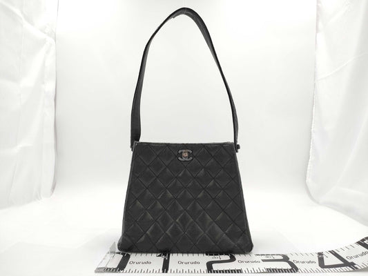 CHANEL Matelasse One-Shoulder Bag, Double-Face, Silver Hardware, Seal Included, Black Caviar Leather Shoulder Bag