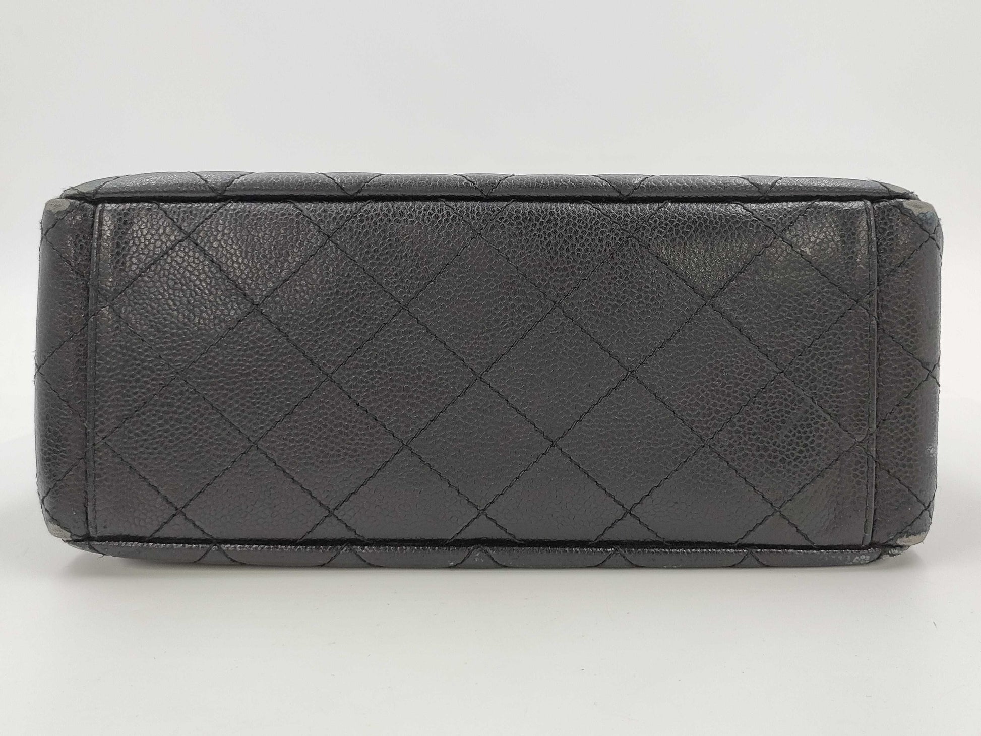 CHANEL Matelasse One-Shoulder Bag, Double-Face, Silver Hardware, Seal Included, Black Caviar Leather Shoulder Bag