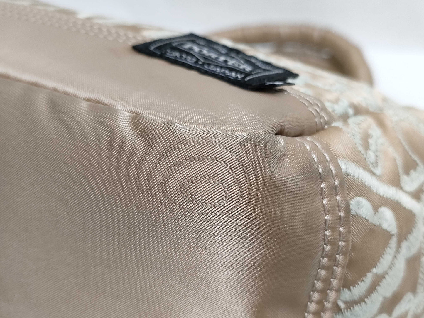mina perhonen x PORTER Collaboration Symphony 2-Way Tote Bag, Embroidered, Nylon Bonded Fabric, Beige, Handbag