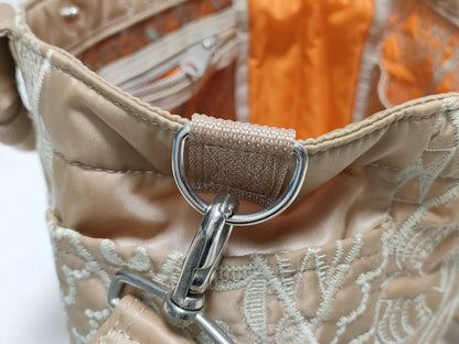 mina perhonen x PORTER Collaboration Symphony 2-Way Tote Bag, Embroidered, Nylon Bonded Fabric, Beige, Handbag