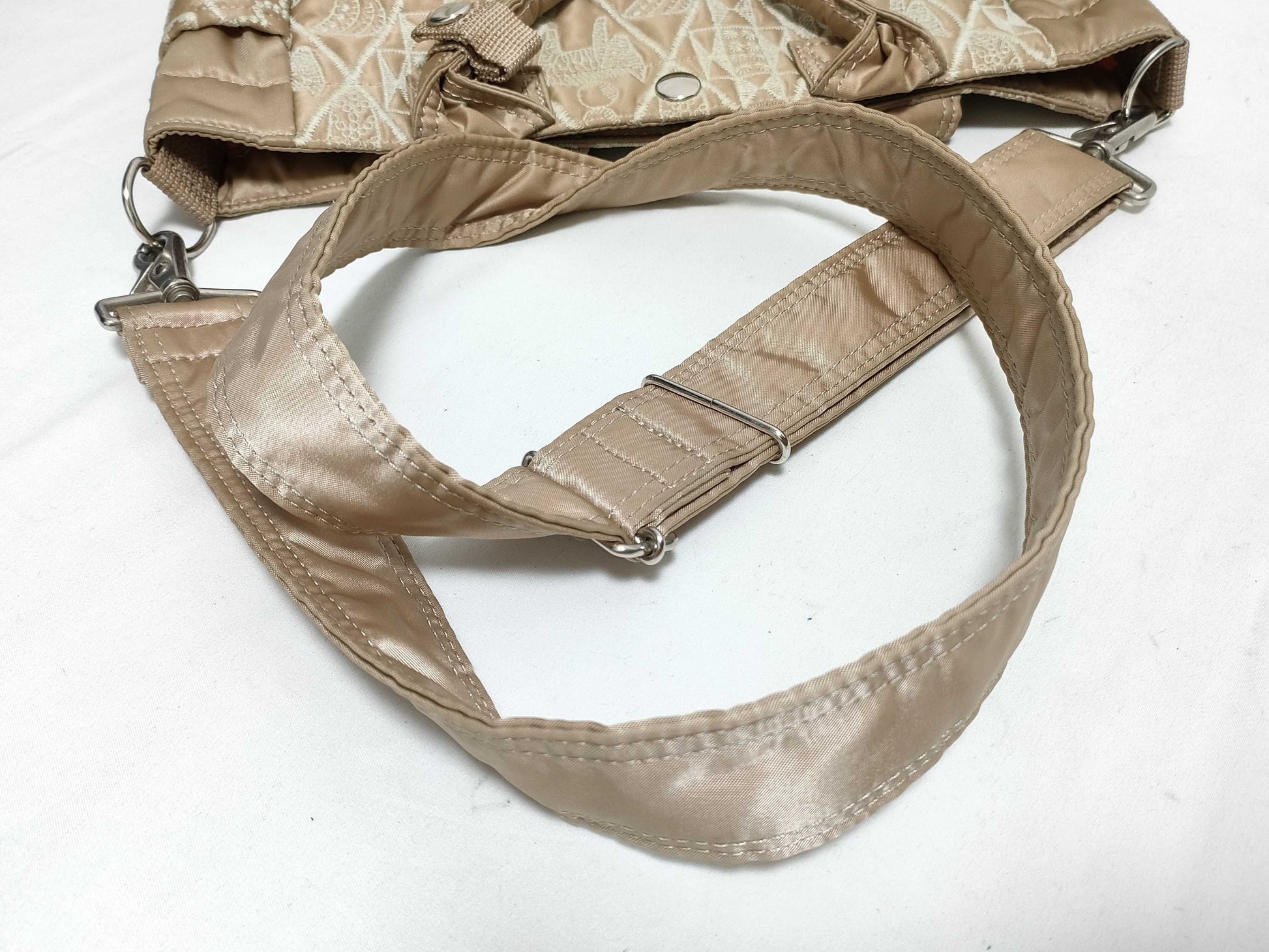 mina perhonen x PORTER Collaboration Symphony 2-Way Tote Bag, Embroidered, Nylon Bonded Fabric, Beige, Handbag