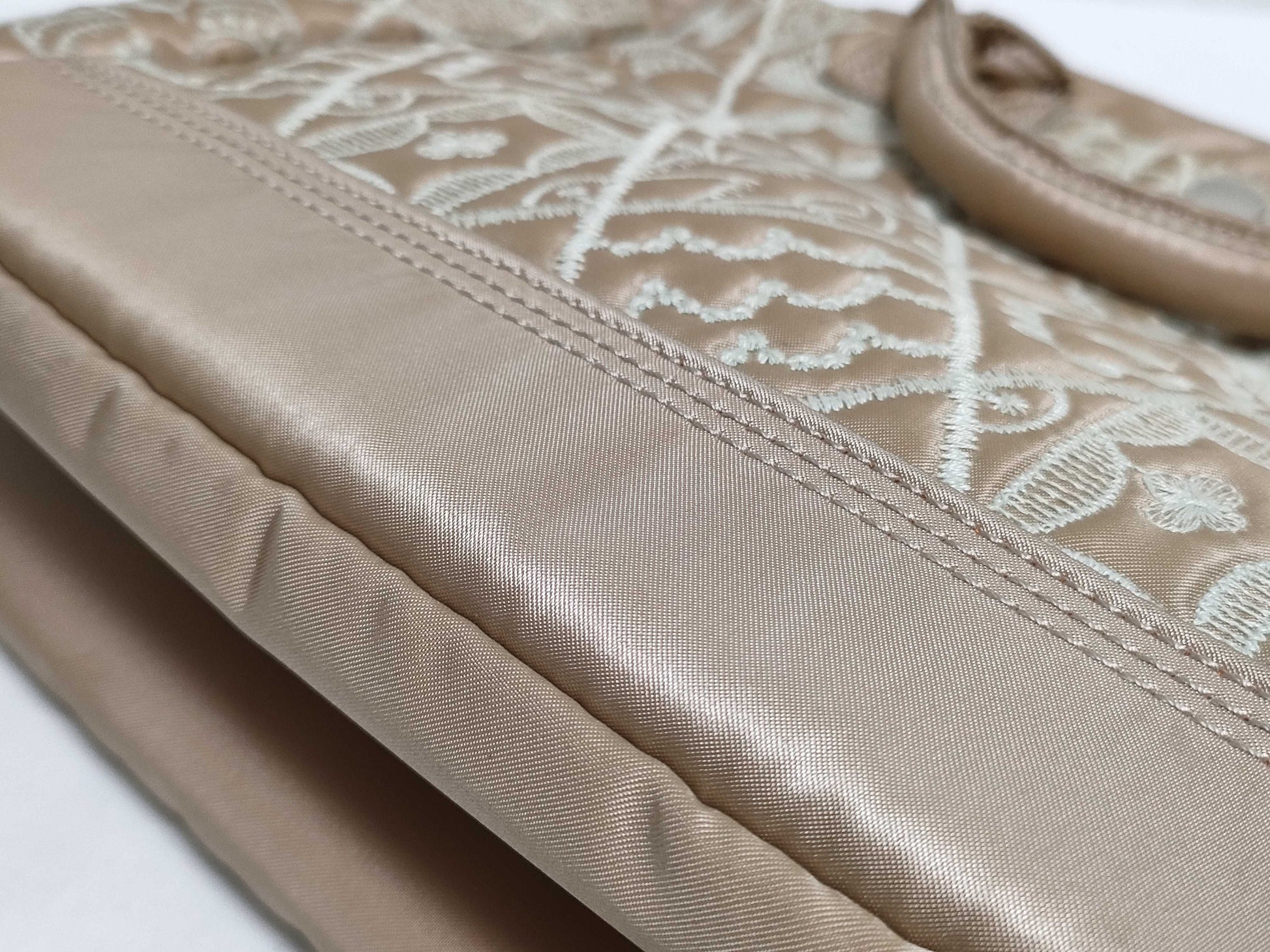 mina perhonen x PORTER Collaboration Symphony 2-Way Tote Bag, Embroidered, Nylon Bonded Fabric, Beige, Handbag