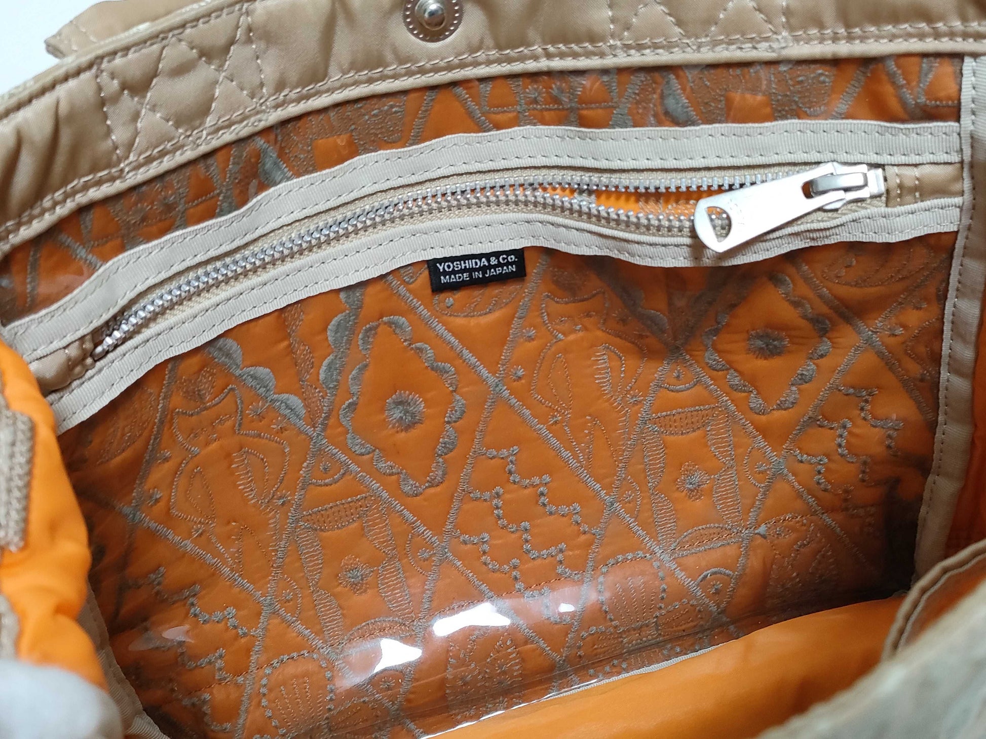 mina perhonen x PORTER Collaboration Symphony 2-Way Tote Bag, Embroidered, Nylon Bonded Fabric, Beige, Handbag
