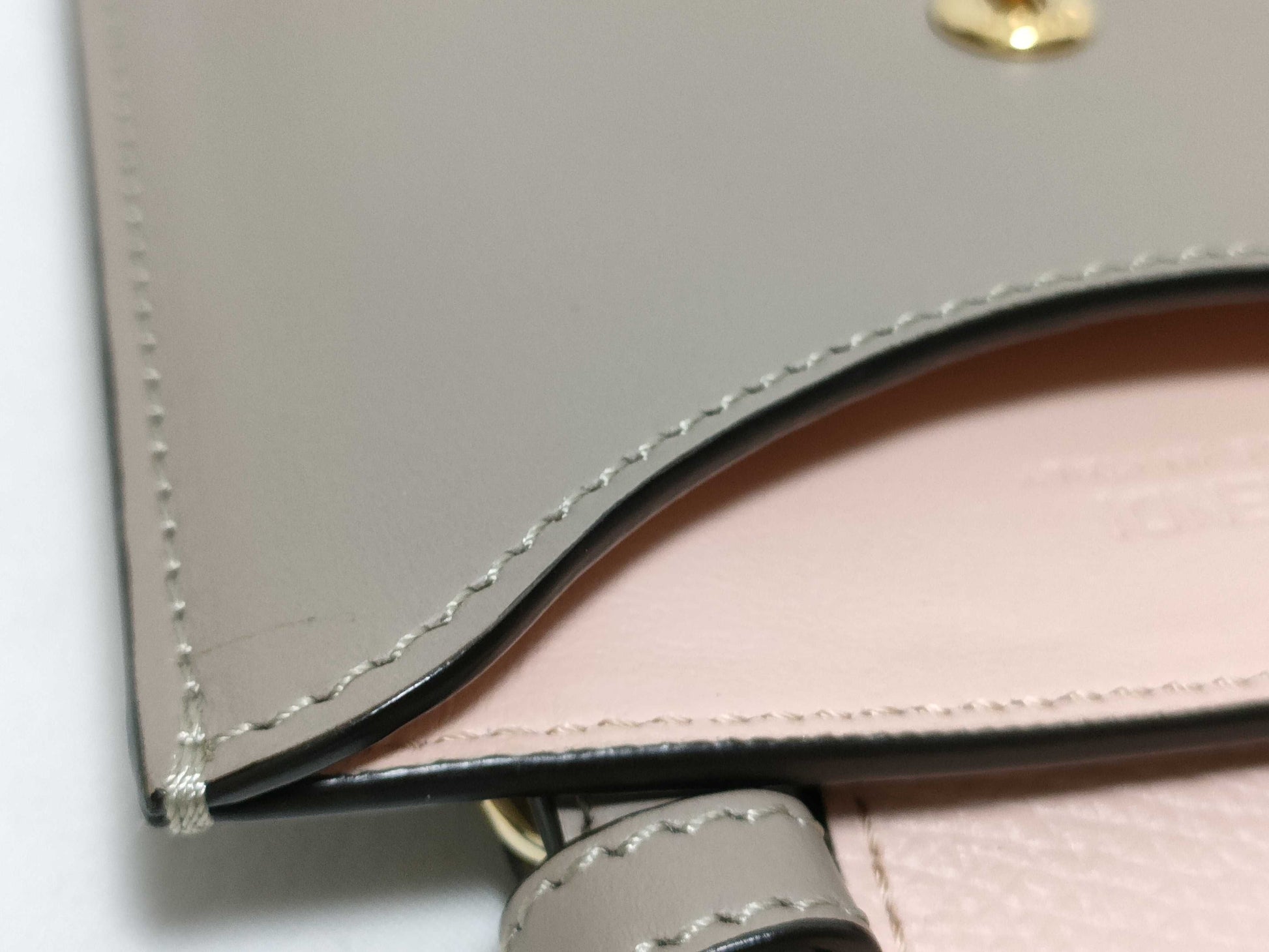 FENDI 7AS188 FF Diamond Phone Pouch Calfskin Leather Gray/Pink Shoulder Bag