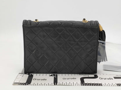 CHANEL Matelasse Fringe Chain Shoulder Bag in Black Lambskin, #1 Series