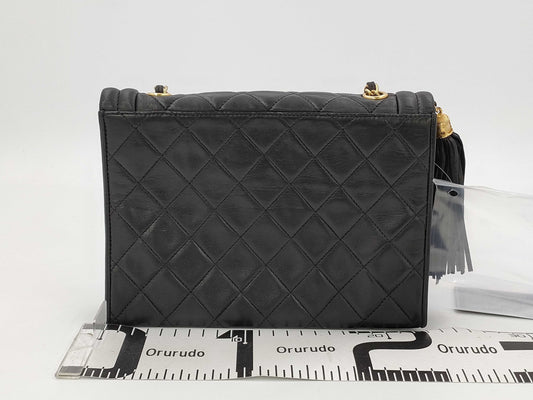 CHANEL Matelasse Fringe Chain Shoulder Bag in Black Lambskin, #1 Series