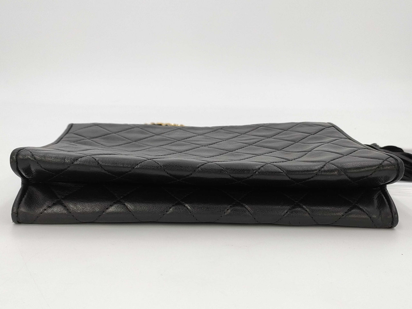 CHANEL Matelasse Fringe Chain Shoulder Bag in Black Lambskin, #1 Series