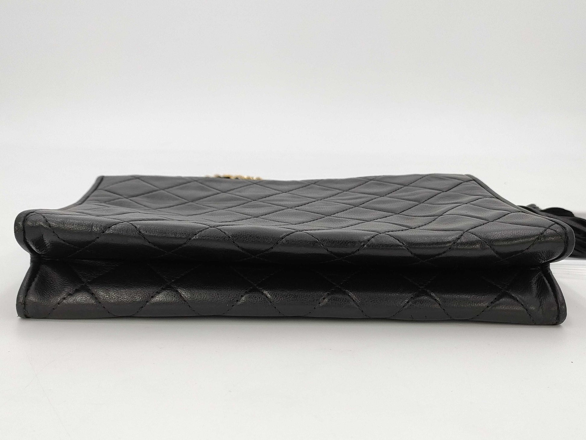 CHANEL Matelasse Fringe Chain Shoulder Bag in Black Lambskin, #1 Series