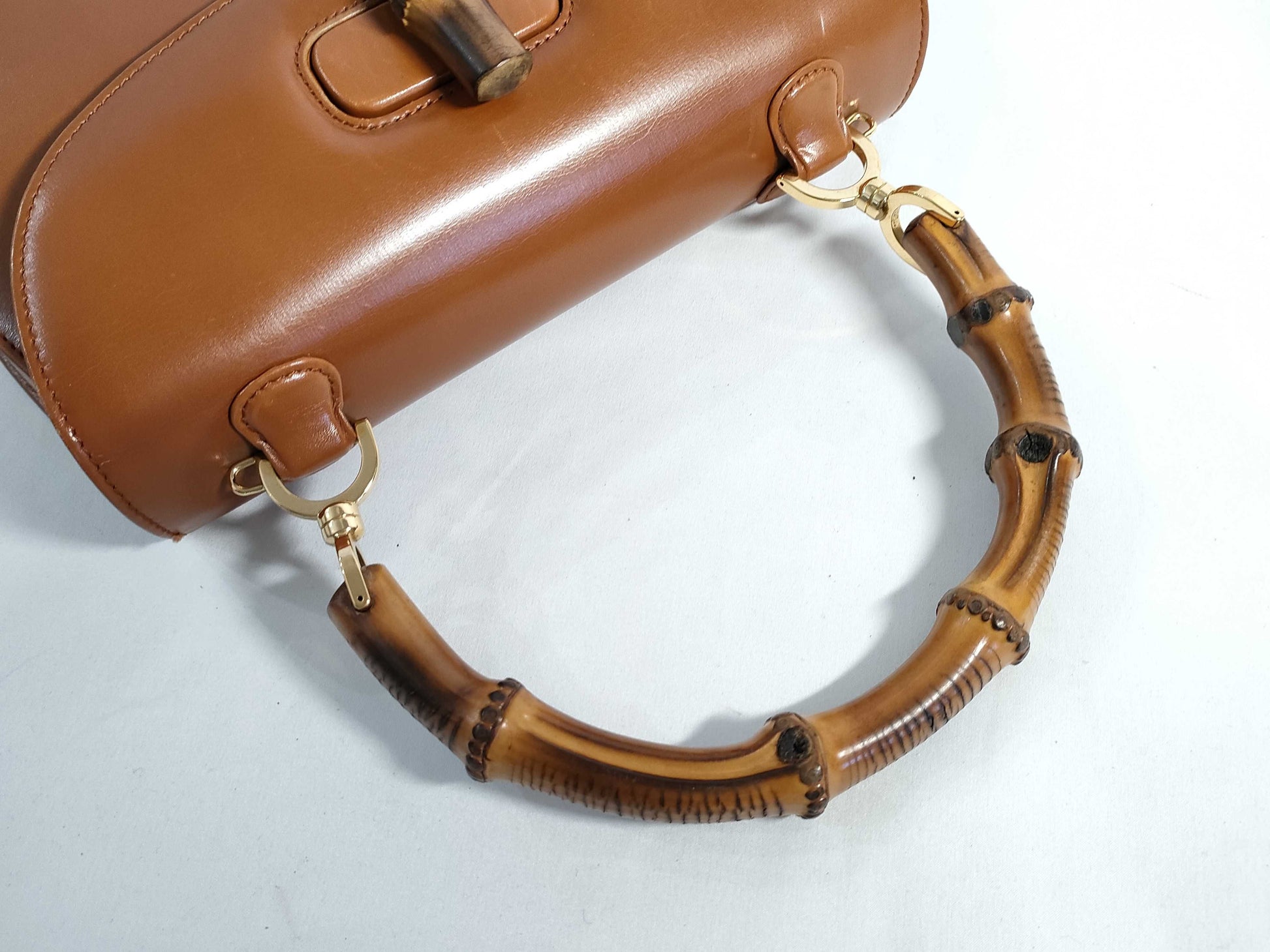 GUCCI Bamboo GUCCI Handbag Bamboo Leather Brown Handbag