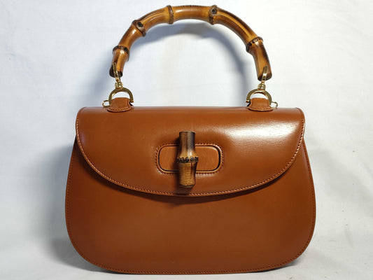 GUCCI Bamboo GUCCI Handbag Bamboo Leather Brown Handbag