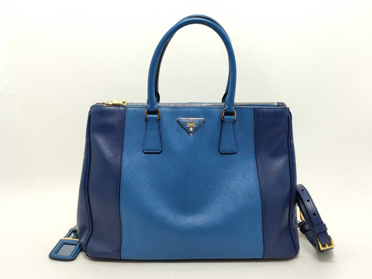 PRADA Prada 2-way bag, blue Saffiano leather tote bag