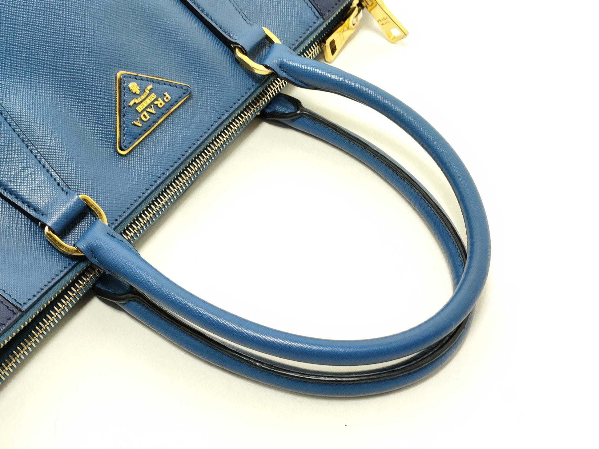 PRADA Prada 2-way bag, blue Saffiano leather tote bag