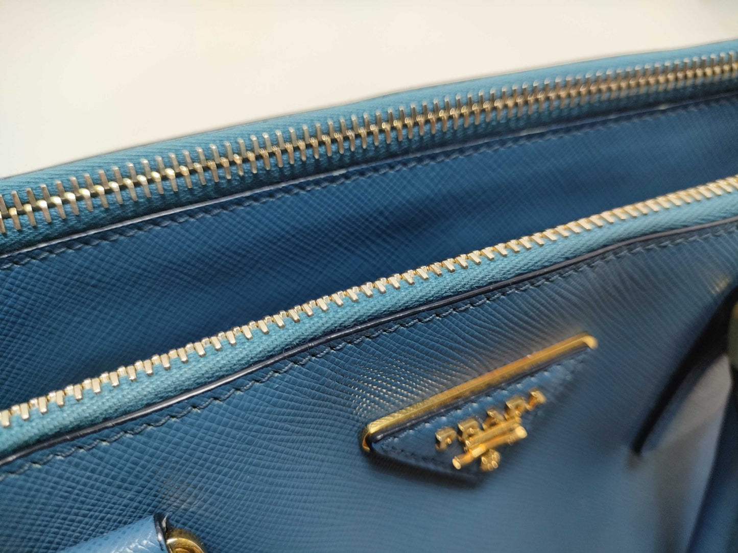 PRADA Prada 2-way bag, blue Saffiano leather tote bag