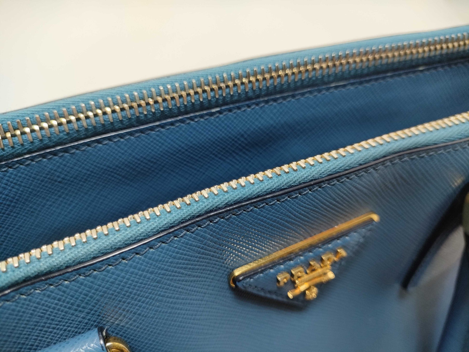 PRADA Prada 2-way bag, blue Saffiano leather tote bag